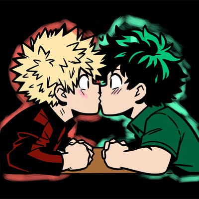 bakugou and deku smooching