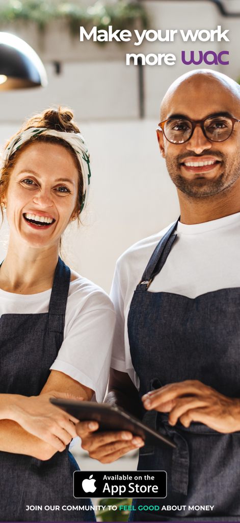 wac - shift & earnings tracker - Two smiling hospitality workers using the wac shift and earnings tracker app