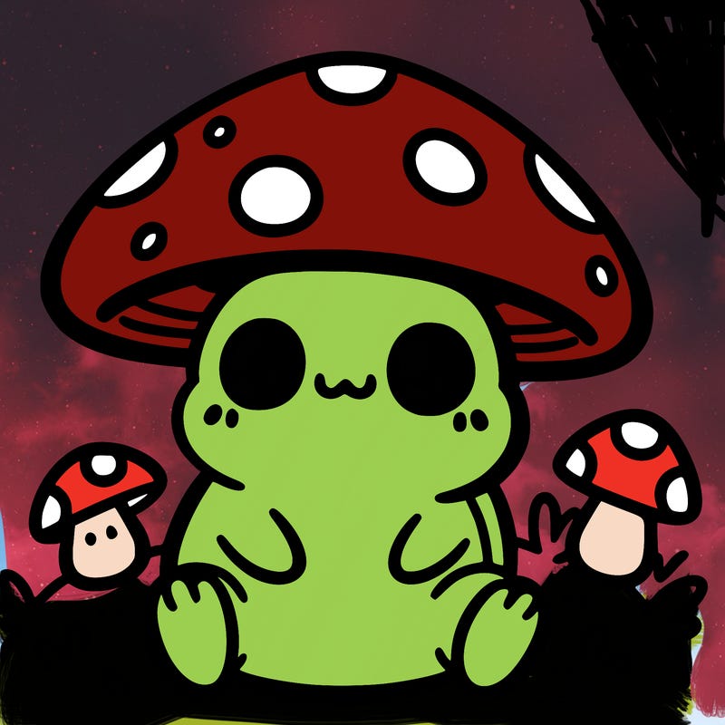 cute froggy with mushroom hat