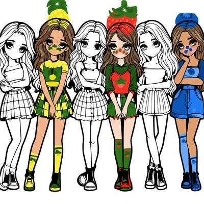 a group of girls realistic