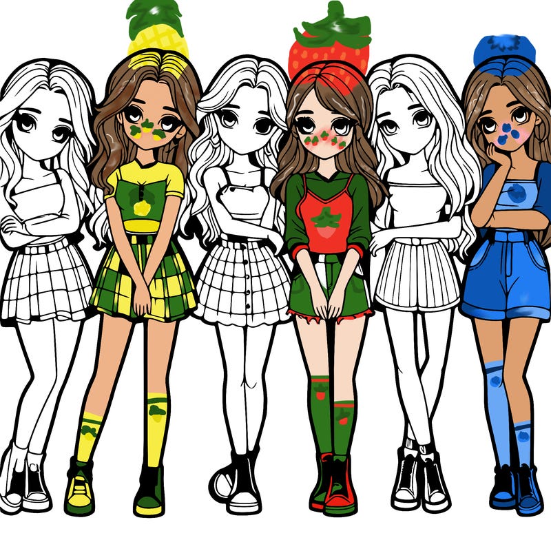 a group of girls realistic