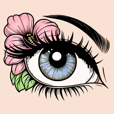 realistic eye with flower