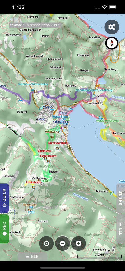 Cartograph Maps 3 - Detailed offline terrain map in Cartograph Maps 3 showing tracks and hill shading
