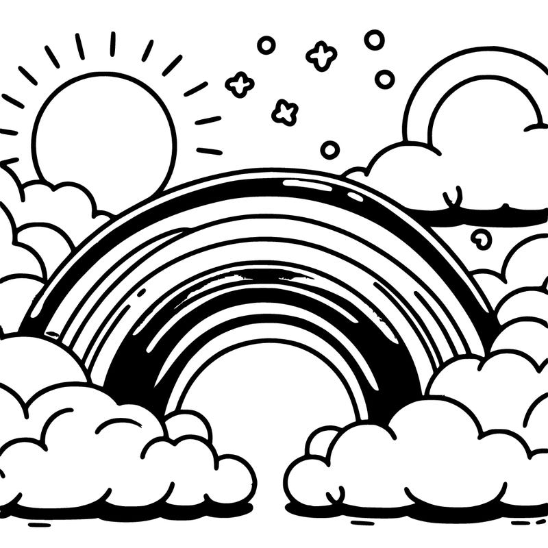 rainbow in a cloud blue sunset sky