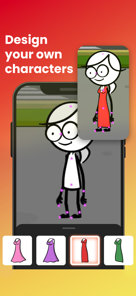 Designing a cartoon character's outfit in the Tweencraft animation app