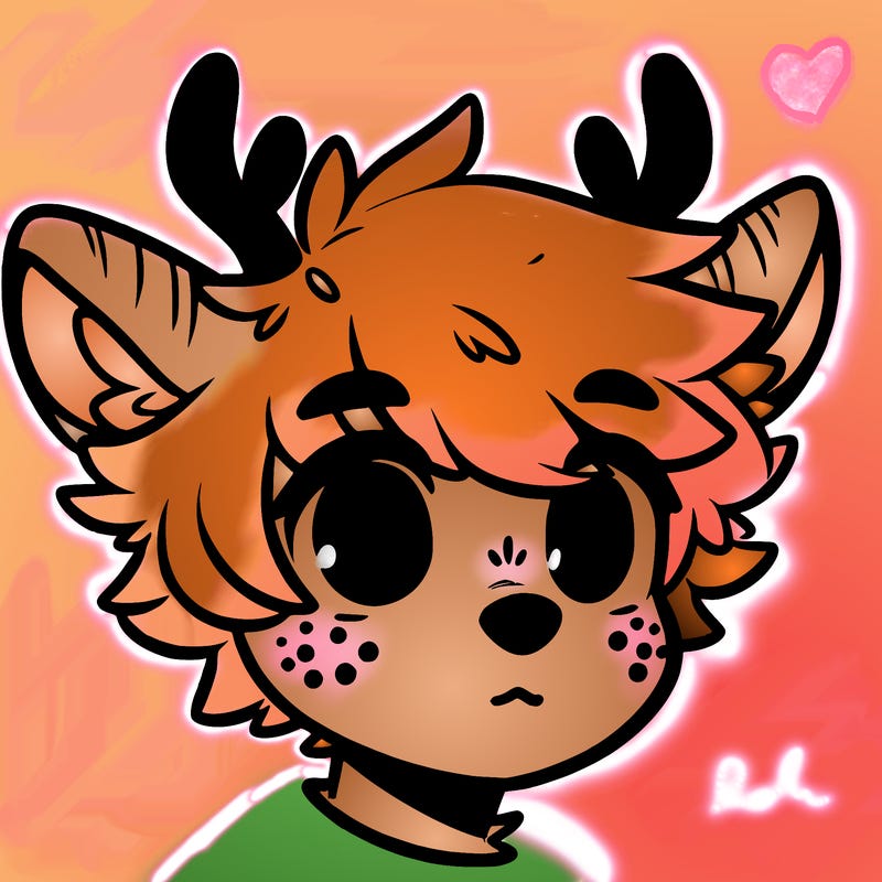 a humanoid deer with soft fluffy ears