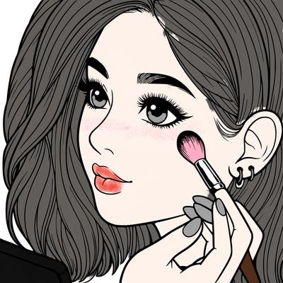 a realistic girl doing her makeup