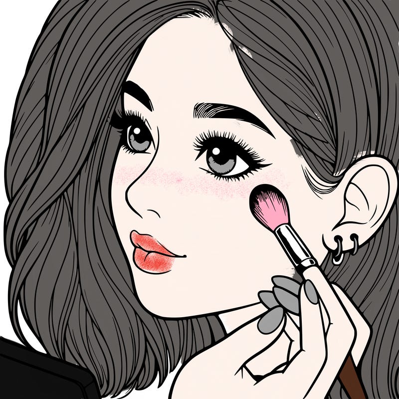 a realistic girl doing her makeup