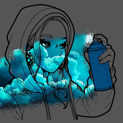 a realistic girl, spray painting