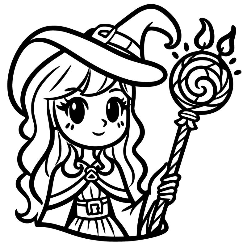 girl with a sorceress staff
