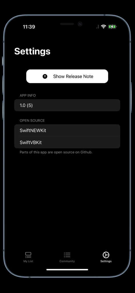 Página de configurações do aplicativo Web Monitor mostrando detalhes de versão e informações de código aberto