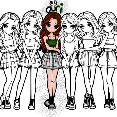 a group of girls realistic