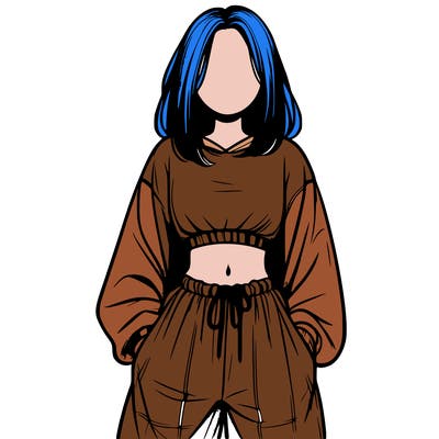 realistic girl faceless with baggy pants and a crop top