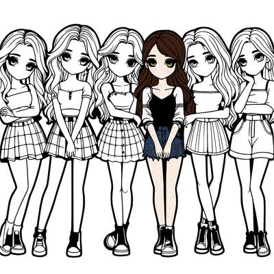 a group of girls realistic