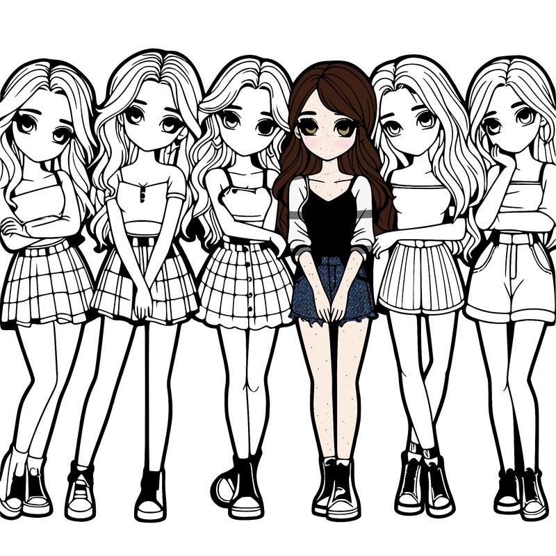 a group of girls realistic