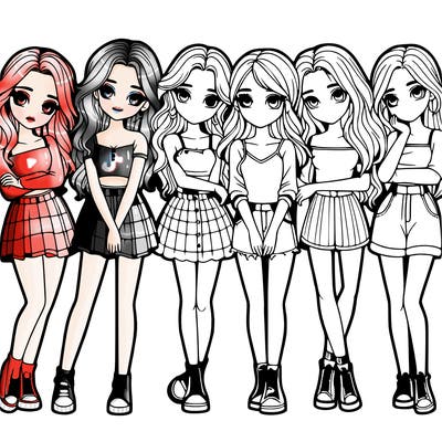 a group of girls realistic