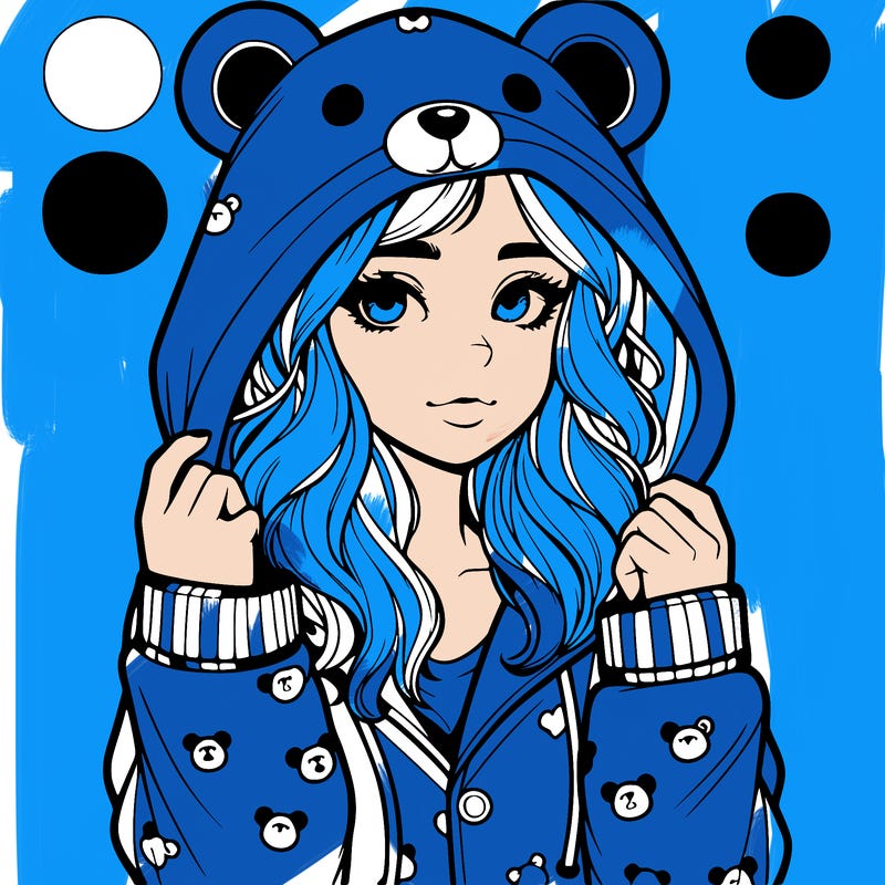 realistic girl in a animal pjs hoodie