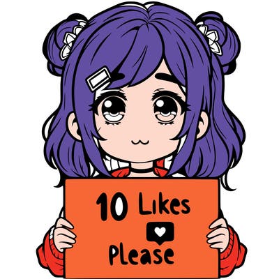 a girl with a sign saying 10 likes please