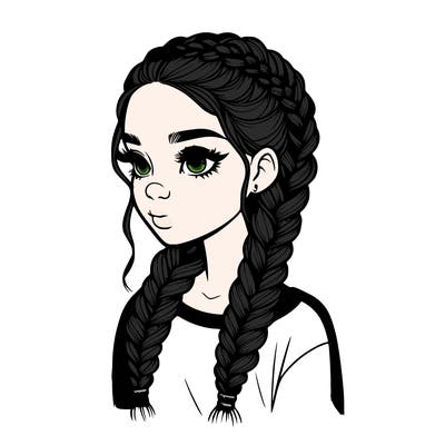 realistic girl with braids