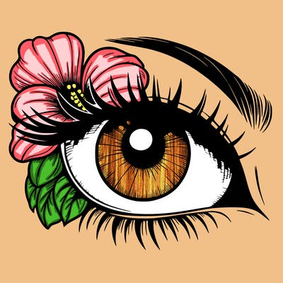 realistic eye with flower