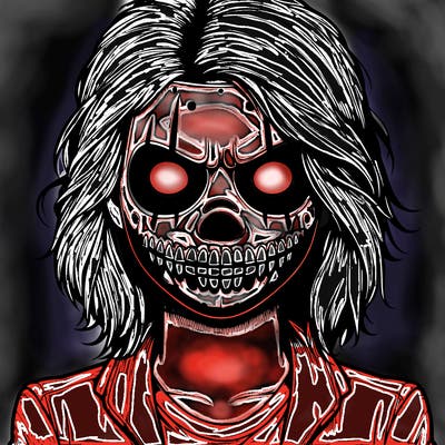 realistic girl with cool and scary mask on