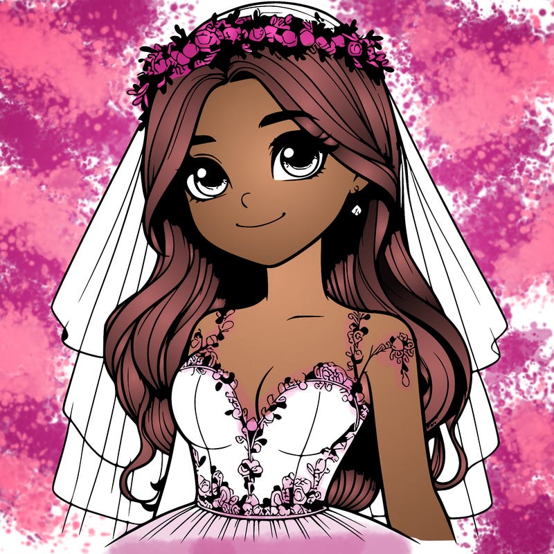 realistic girl in a wedding dress