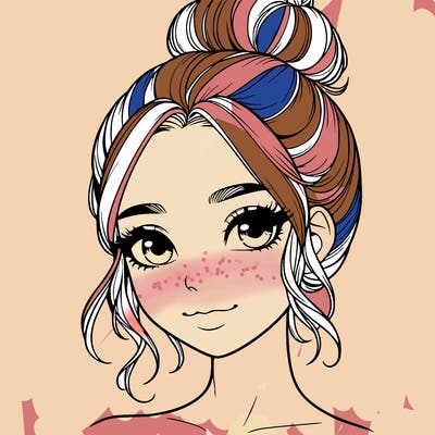 realistic pretty girl with hair in bun
