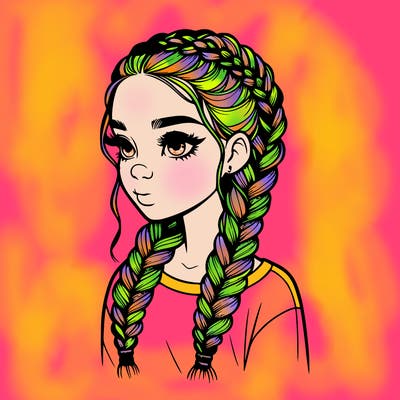 realistic girl with braids