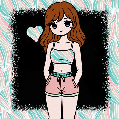 girl with crop top and shorts on