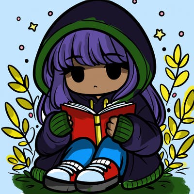 girl in oversized hoodie reading a book