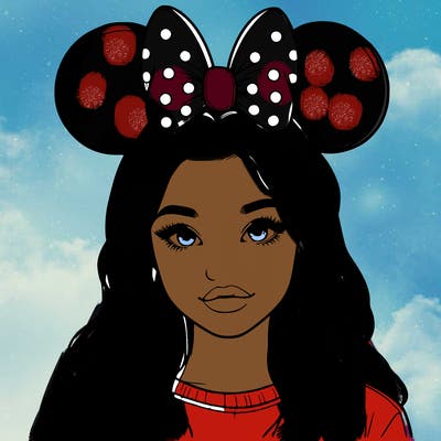 aesthetic realistic girl wearing mickey mouse ears