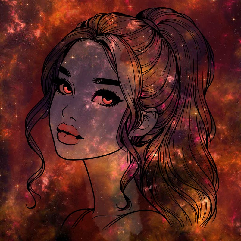 realistic girl with a ponytail on her hair and lips