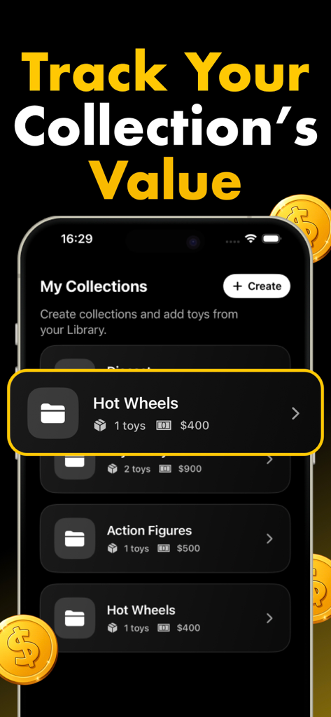 Toyzie AI: Toy Value Scanner - Dashboard showing total market value of toy collections in the Toyzie app