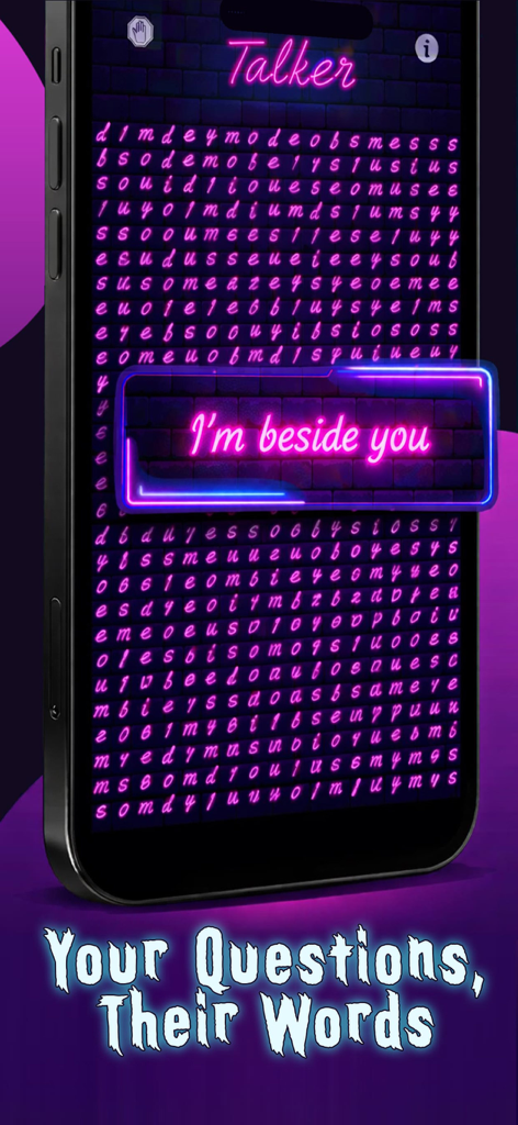 Spirit Entities Talker - Spirit Entities Talker app displaying the communication message I am beside you.