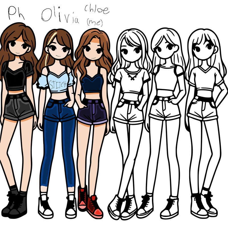 a group of girls wearing crop tops and shorts