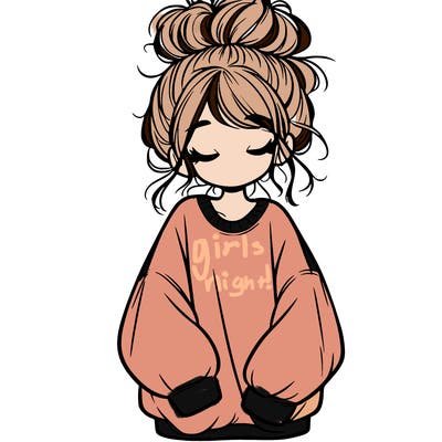 girl with baggy sweatshirt and messy bun