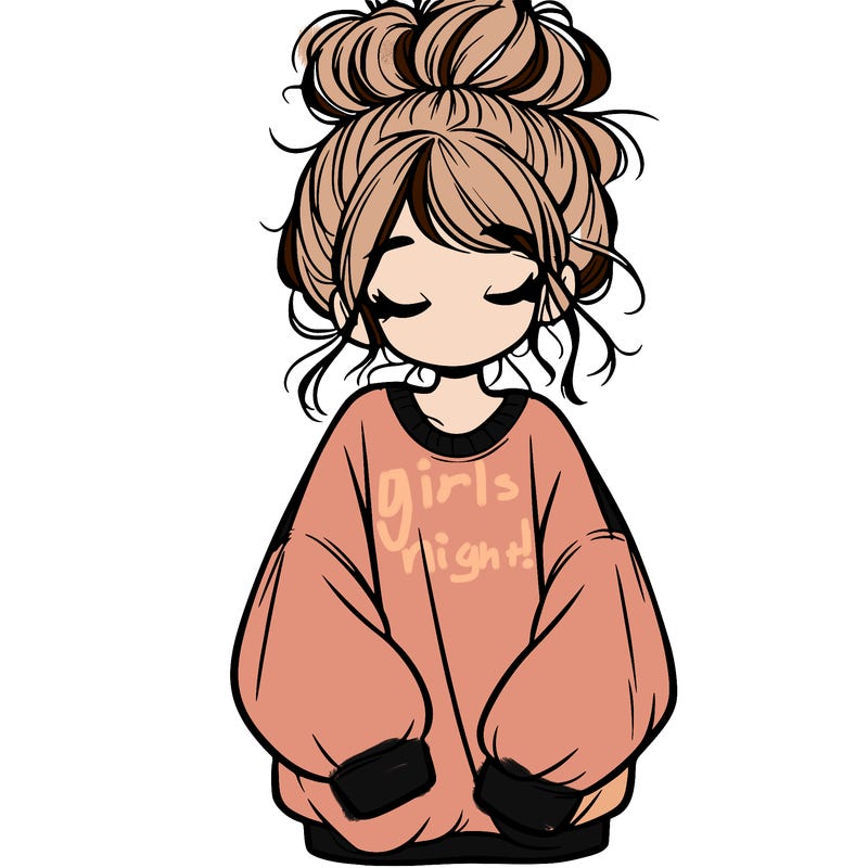 girl with baggy sweatshirt and messy bun