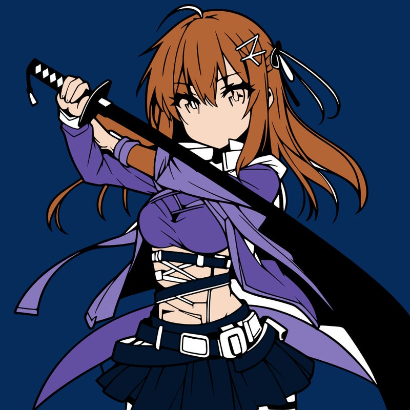anime girl with sword in cool pose