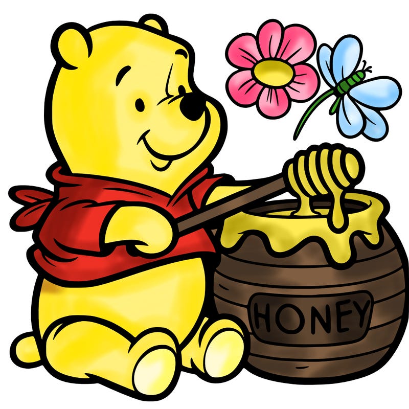 pooh bear in honey pot