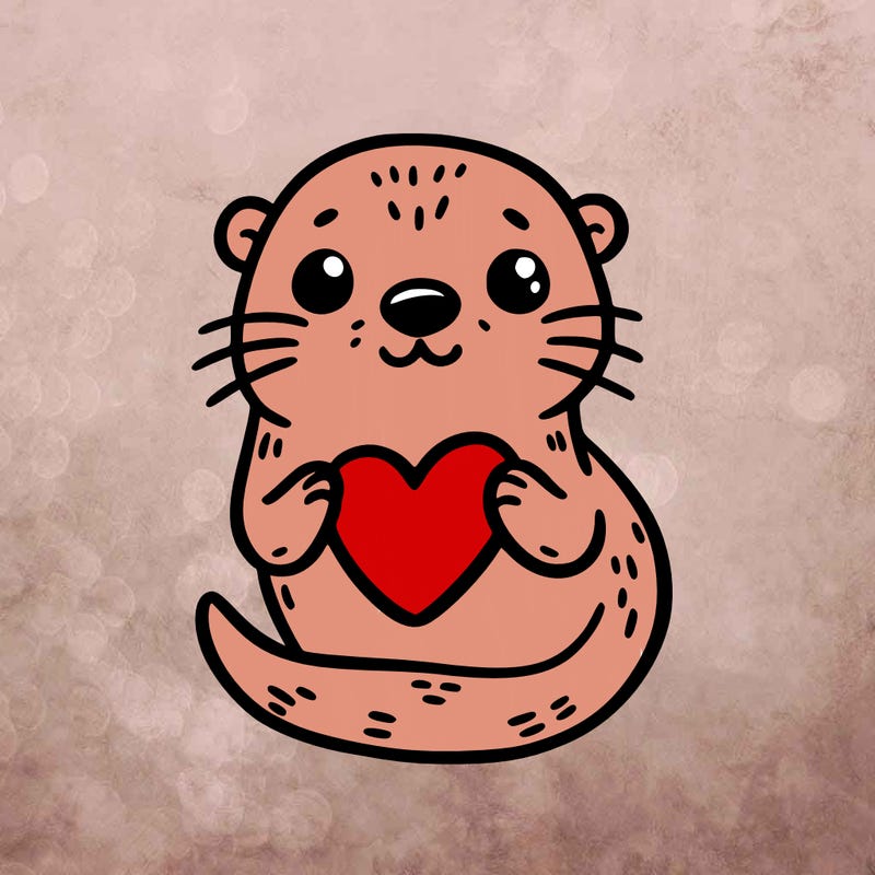 otter with a heart