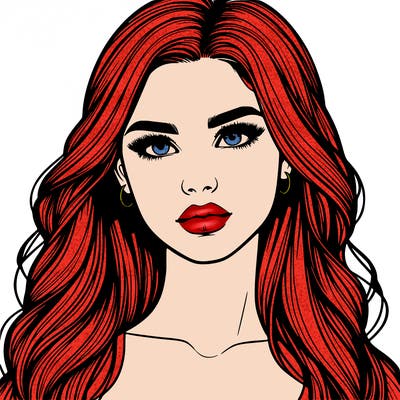 realistic girl, with long hair and lips