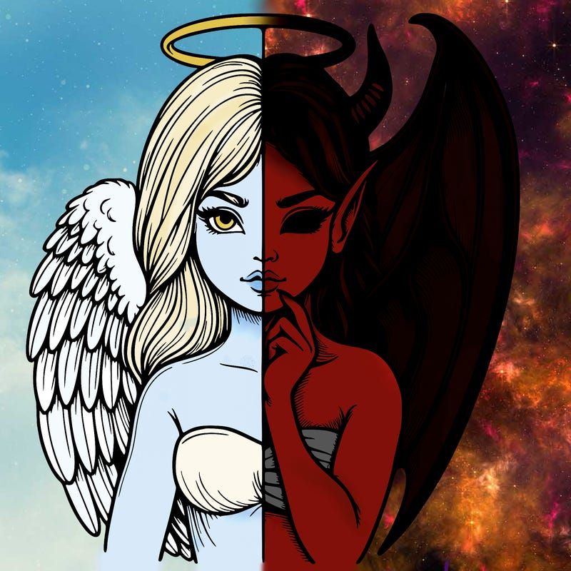 realistic angel half demon