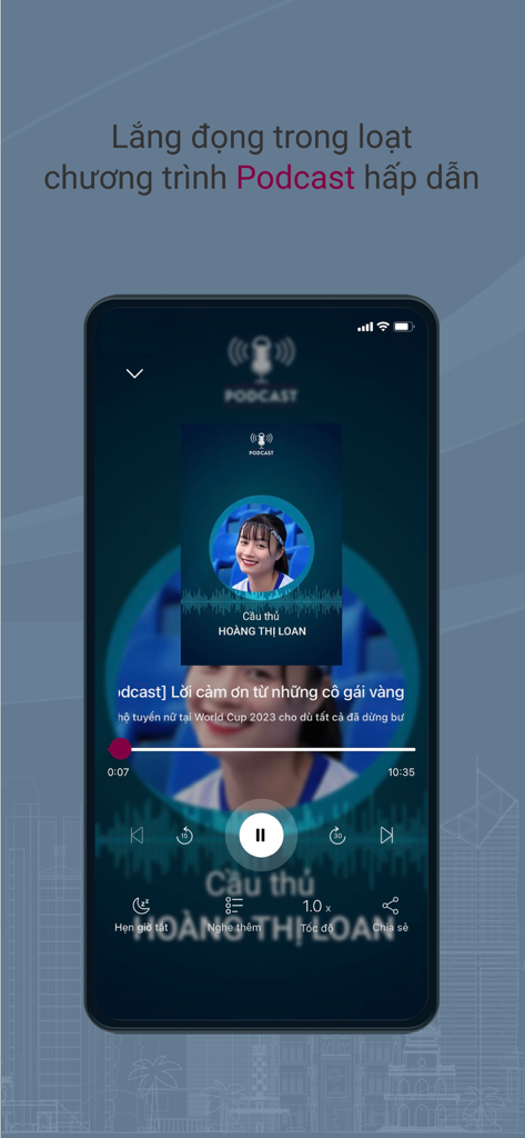 VTC NOW - VTC NOW 모바일 앱 팟캐스트 인터페이스는 베트남 뉴스 및 오디오 콘텐츠를 특징으로 합니다.