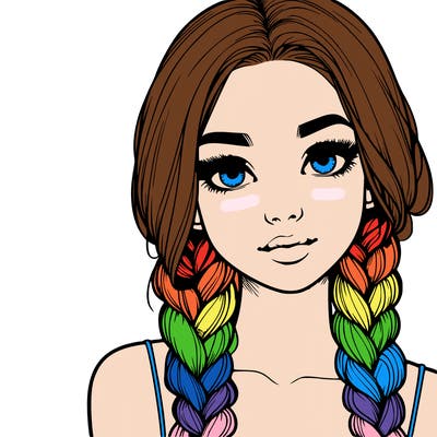 realistic girl with braids