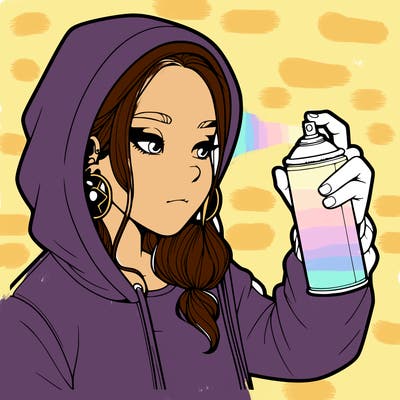 a realistic girl, spray painting