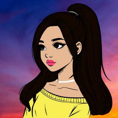 realistic girl with a high ponytail