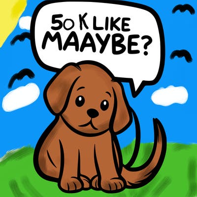 a puppy that says 5 like maybe