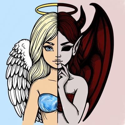 realistic angel half demon