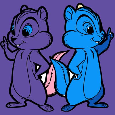 two tamias standing up split realistic