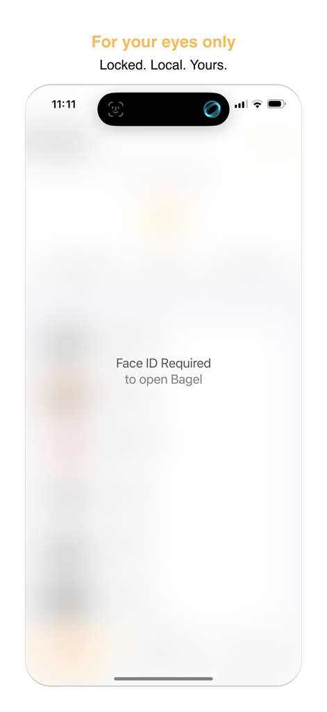 Bagel Count - Bagel CountアプリのFace ID必須ロック画面のスクリーンショット。プライバシーのため背景はぼかされています。